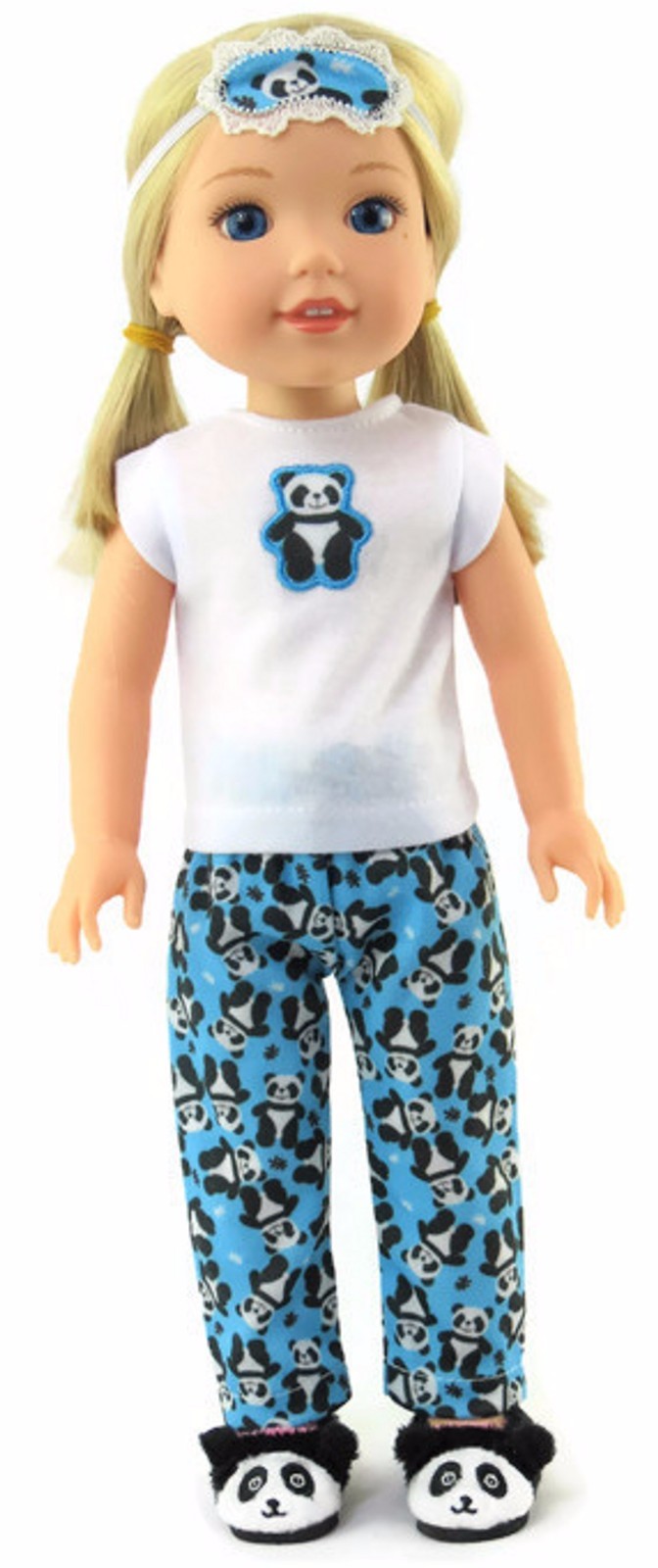 Panda Pajamas and Eye Mask Set for Wellie Wishers 14.5 Inch Dolls-image