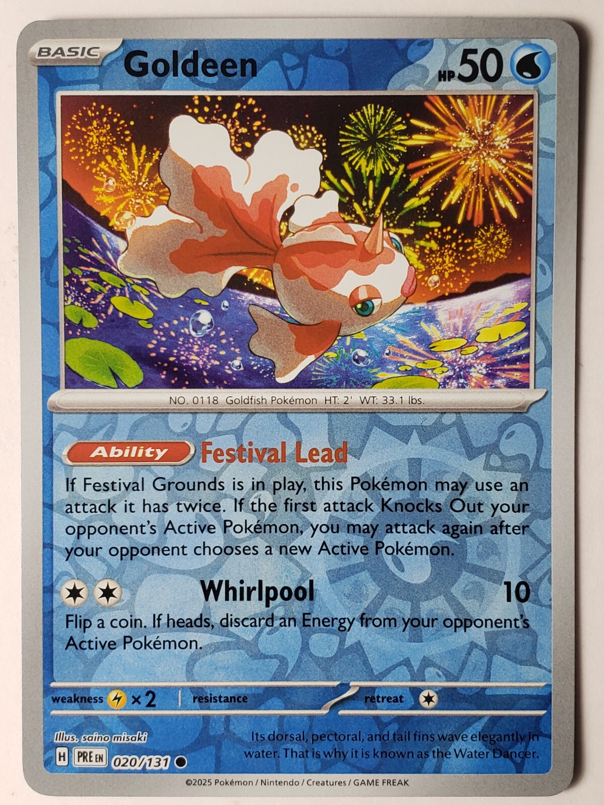 REVERSE HOLO Goldeen 020/131 NM / M - Prismatic Evolutions Pokemon Card