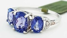 GENUINE 2.28 Cts TANZANITE & DIAMOND RING 10K...