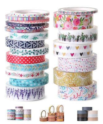 Washi Tape Set, 21 Rolls, Decorative Cute Floral Washi Tape for Arts and Crafts