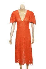 Rhode Resort Eda Dress S 6 Women's Casual Short Sleeve Midi Boho NEW 40352