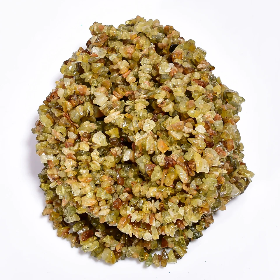 Cuentas de lujo de piedras preciosas de granate grosulares naturales sin cortar 4X6 8X4 mm hilo 34" usadas en excelente estado-270 Foto 2 de 3