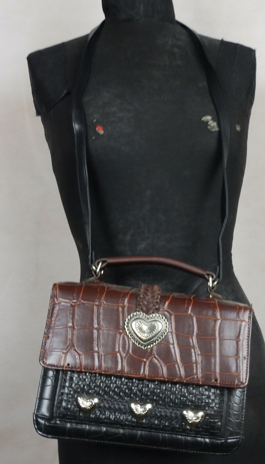 Handtasche Braun-Schwarz Tasche Damen 27 cm x 20 cm x 10 cm gebraucht