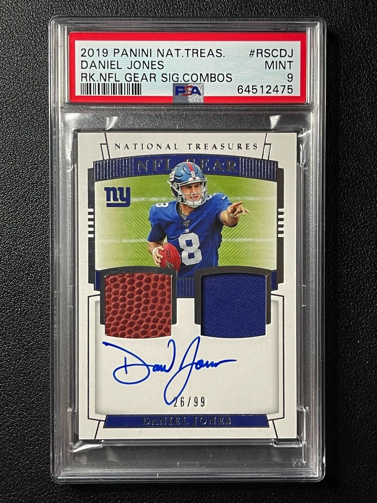 Daniel Jones Panini National Treasures Rookie NFL Gear Signature Combos #RSCDJ Base