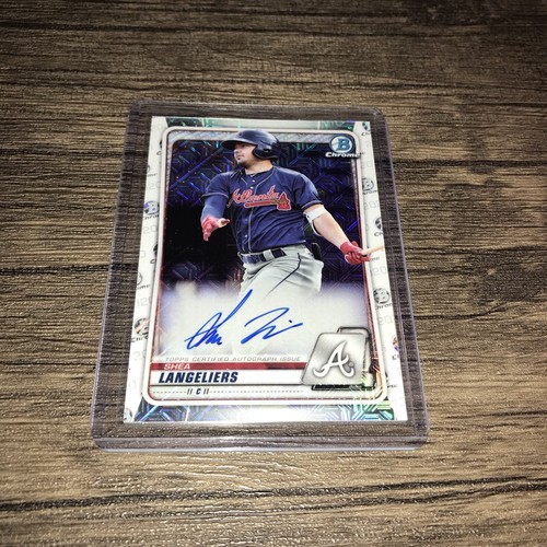 2020 Bowman Chrome-On Card Auto-SHEA LANGELIERS Mojo Refractor-Oakland A's C- - Picture 2 of 4