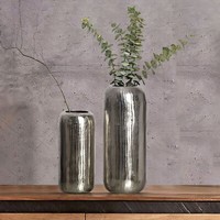 Vase 2Er Set Finebuy Blumenvase Silber Aluminium Zylinder Tischvase Rund