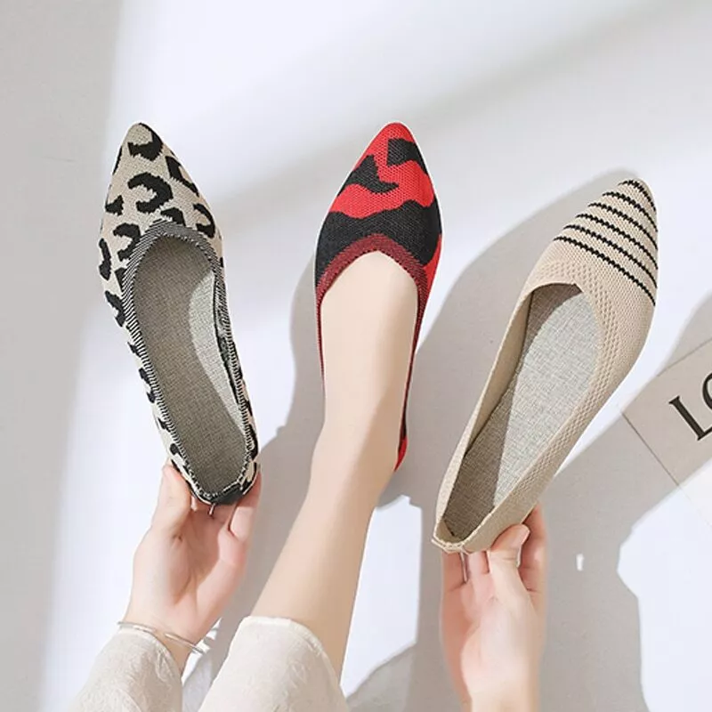 Fashion elastic ballet shallow flat shoes Women s soft bottom knitting shoes
