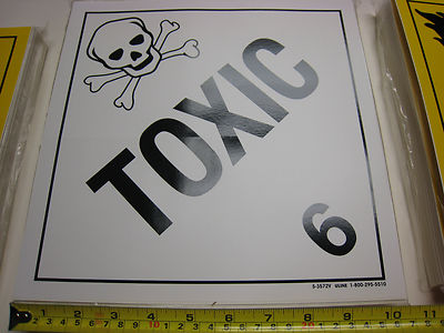 Lot of 10 ind. DOT warning Stickers 10 3/4'' X 10 3/4'' U-LINE S-3572V TOXIC 6