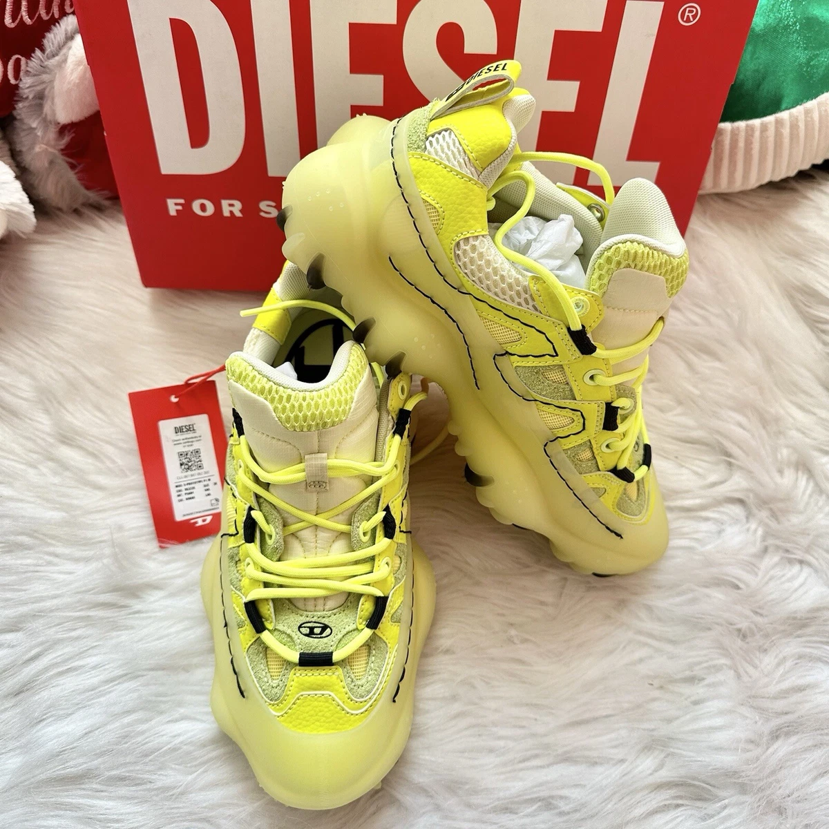 Diesel S-Prototype P1 Mens Lime Yellow Sneakers Shoes Size 9 Diesel S-Prototype P1 Lace up Mens Sneaker In Black Grey US  main image 4