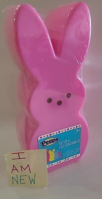 Peeps Set Of 4 Bunny Egg Candy Containers Storage Easter Blow Mold New   (B)