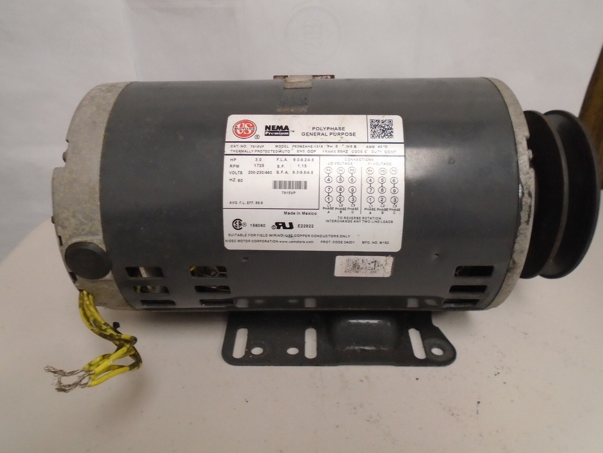 US Motors Polyphase General Purpose Motor; P63MZAHE-1318; 