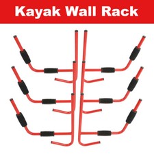 3 Pair Steel Kayak Ladder Wall Mount Storage Rack Surfboard Canoe Folding Hanger
