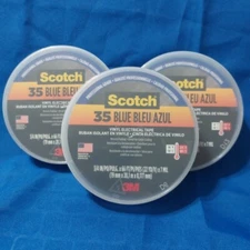 3M Scotch 35 Blue Bleu Azul Vinyl Electrical Tape 0.75" X 66'  (QTY 3 Roll Pack)