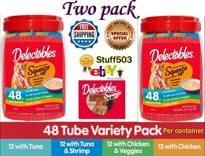  Hartz Delectables Squeeze Up Lickable Wet Cat Treats Variety 2 PACK 