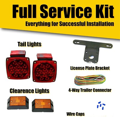 1 Pair Square+2 amber LED+hardware parts Submersible Trailer Tail Lights