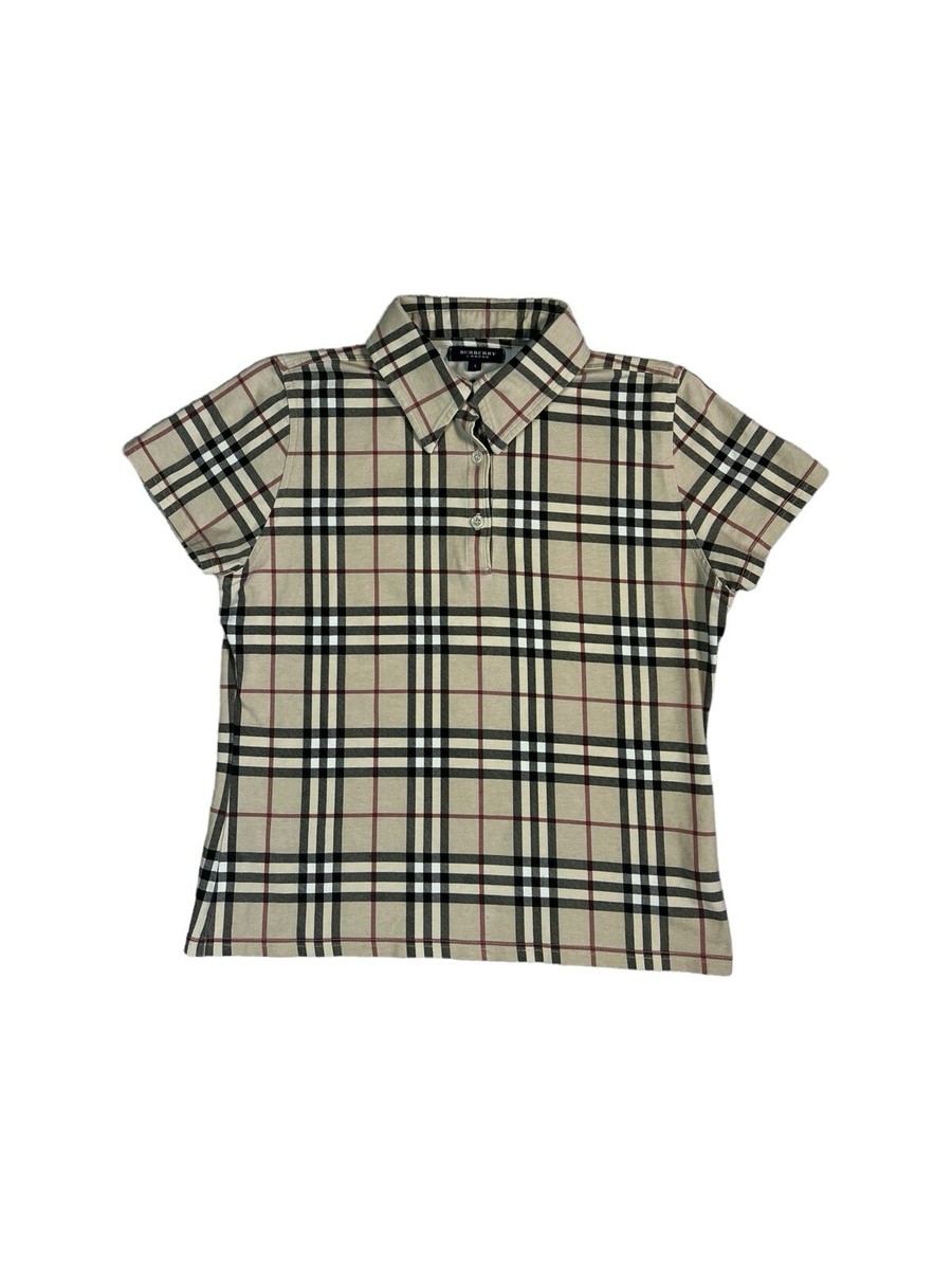 Vintage Burberry Women's Polo Shirt Nova Check Short Sleeve