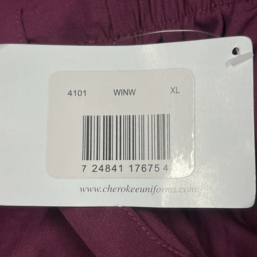 Cherokee Workwear Scrub Set XL Maroon Style 4777 & 4101 Drawstring Pockets 2 pc - Picture 17 of 24