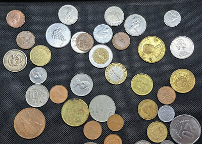 Mixed Foreign Coins-Over 75 individual,  Plus Foreign Banknotes