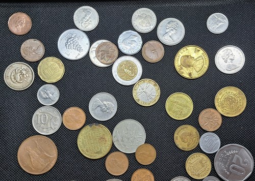 Mixed Foreign Coins-Over 75 individual,  Plus Foreign Banknotes