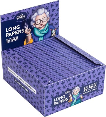 50x Granny's  Slim Long Papers aus Zellstoff | 108 x 45 mm | 36 Blatt | Lila
