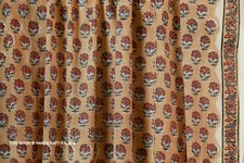 Cotton Fabric Sanganeri Indian 5 Yard Hand Block Print Pure Running Beige Floral