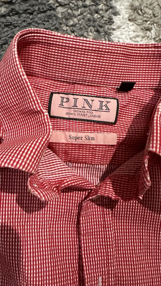 Thomas Pink, Plaid Super Slim, Dress Shirt, 16 41cm - Image 2 of 4