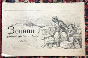 Dessin A L Encre Bourru Soldat De Tranchees 1916 Ww1 Signe Messier Ebay