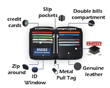 RFID Men's Genuine Leather Bifold Wallet Slim Hipster Cowhide Credit Card-ID