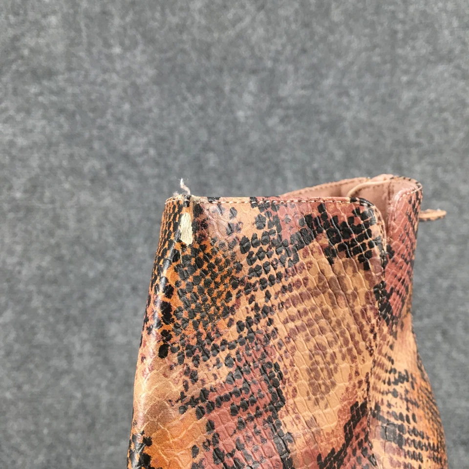 Old Navy Boots Womens 7 Ankle Booties Heels Animal Print Brown Leather Back Zip - Image 3 of 4