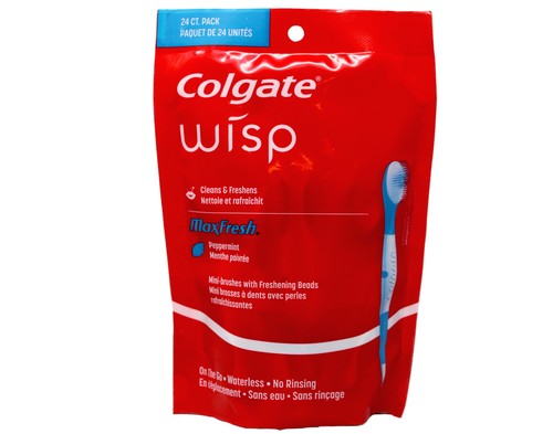 Mini cepillos de dientes de viaje desechables Colgate Max Fresh Wisp, menta 24 unidades - Imagen 1 de 1