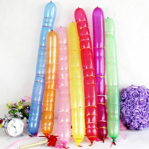 40 Pcs Color Long Latex Rocket Balloon Flying Squeaking with Pump Party Kids - Picture 7 of 9
