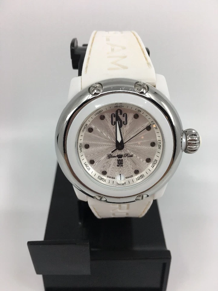 Reloj Glam Rock para mujer GR64003-SLVM Palm Beach esfera plateada blanco silicona Foto 3 de 4