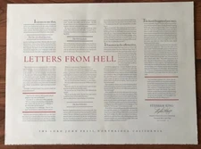 Stephen King Letters from Hell Broadsheet Signed No. 121/500 Ex Rare HTF