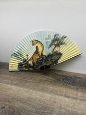 Vintage Hand Held Chinese FOLDING FAN Made in China Lion Theme No Rips
