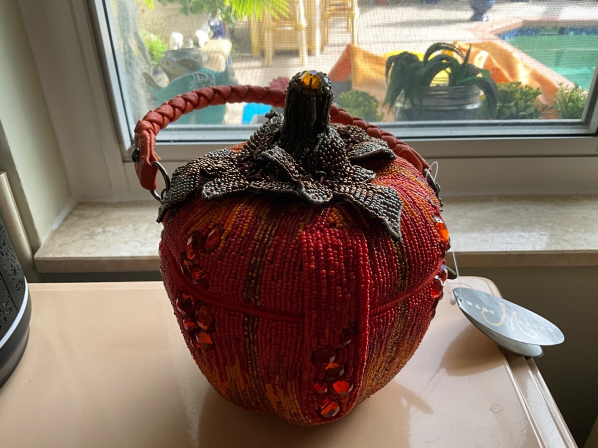 Mary Frances Smashing Pumpkin Large Stones/Beaded Top Handle Purse