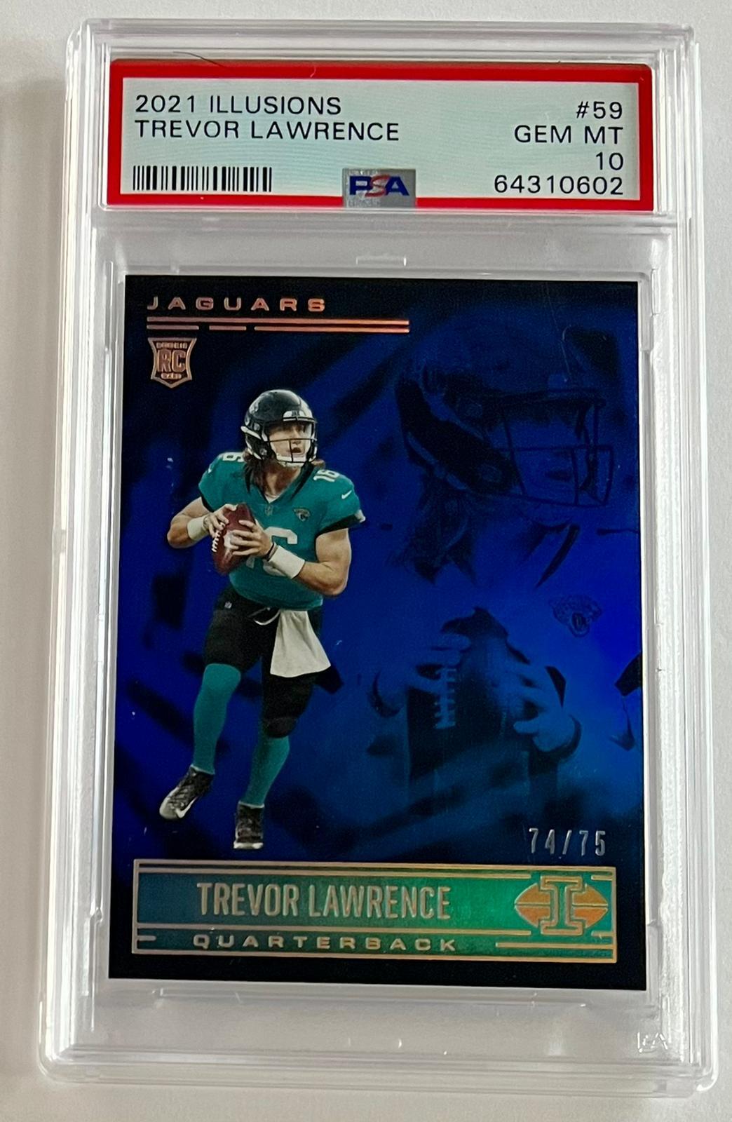 2021 Illusions Trevor Lawrence Rookie Trophy Collection Blue #74/75 PSA 10