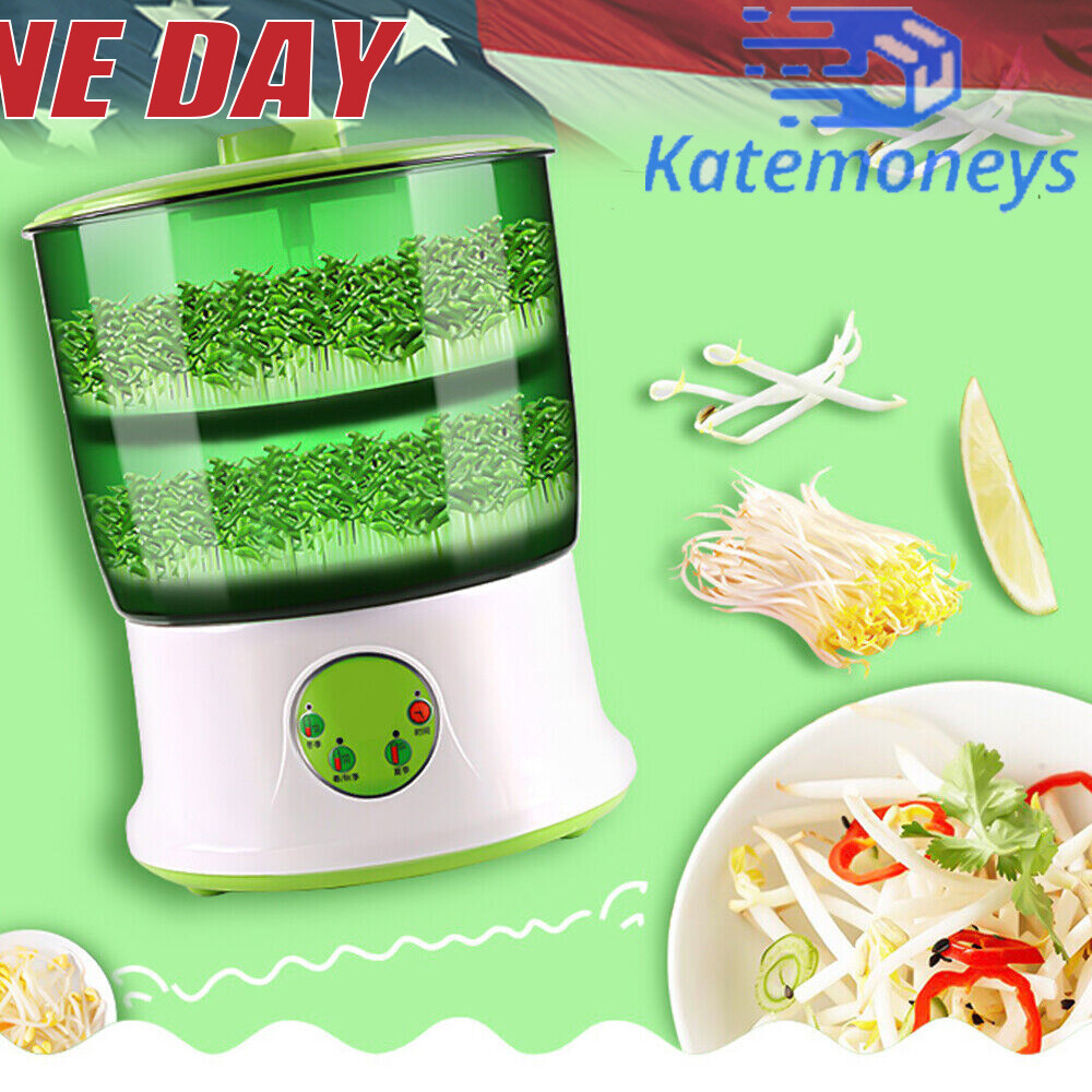 2-Layer Bean Sprouts Machine Large Capacity Automatic Bean Sprouter Grow Tool US