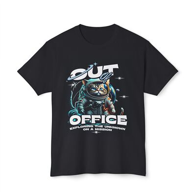 Mission Cat Space Unisex T-shirt, Out of Office Tee, Ethical Eco-Friendly Shirt,