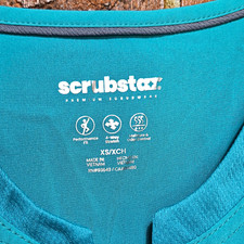 Scrubstar Women's XS Blue V-Neck Short Sleeve Solid Scrub Top Polyester Blend