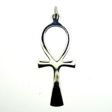 Egyptian Ankh Cross Pendant Sterling Silver Medium Goddess Symbol of Protection