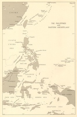 Philippinen & Östlicher Archipel 1944. Pacific Theatre. Karte 2. Weltkrieg 1961