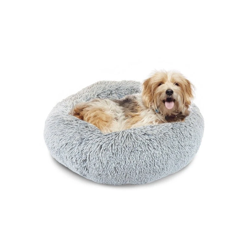 Super Luxe Shaggy Faux Fur Dog Cat Donut Bed Small Bolster Round Pet Pillow New - Image 2 of 4