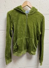 Juicy Couture Lime Green Hoodie Full Zip Terrycloth Size X-Large USA VTG