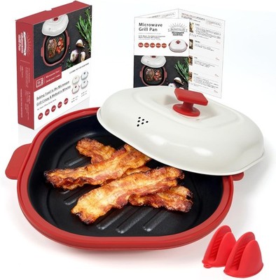 Microwave Grill Pan W/ Cover Microwave Cookware Multi-Use Grilling Frying
