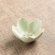 Floral Ceramic Jewelry Tray, 3.5" Ring Holder Trinket Bowl