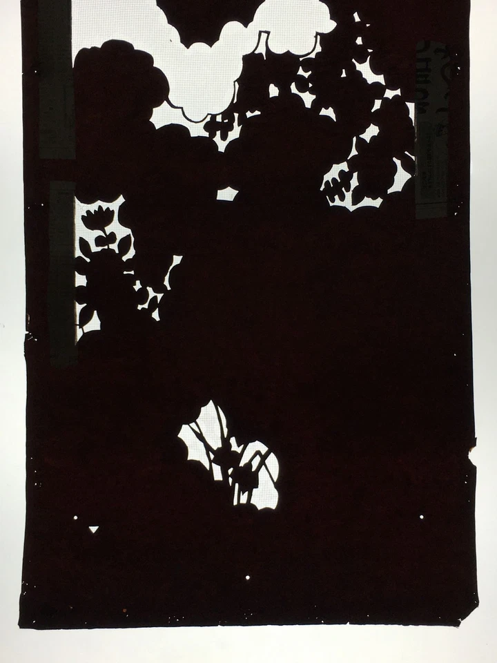 Antigua plantilla kimono de papel japonés katagami patrón de jardín catazoma C864 Foto 4 de 4