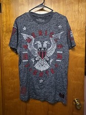 Męska koszulka American Fighter Medium Szary Graficzny 1974 postarzany krótki rękaw