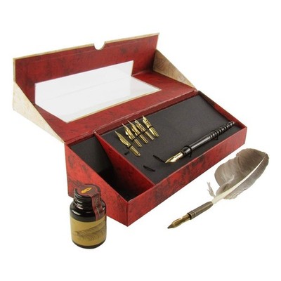 Authentic Models MG118 Calligraphy Feather Pen Set with Stylus & Ink