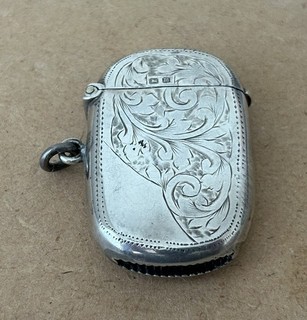 Antique Solid Silver Vesta Case Hallmarked Birmingham 1911 Thomas Hayes