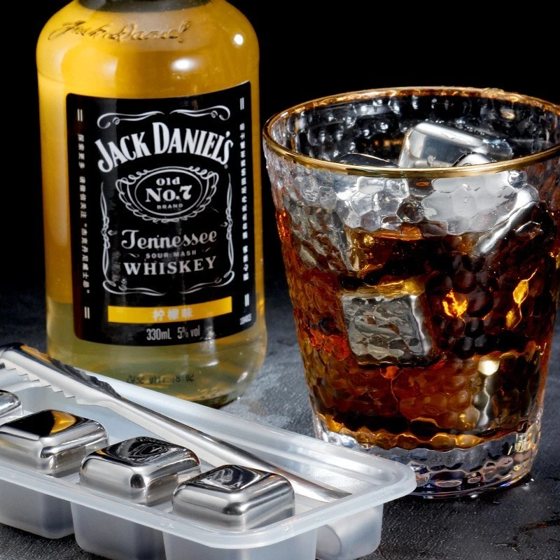 Rison Titanium Ice Cube Pure Titanium Whiskey Stones Reusable Safe Ice Cubes 4PC - Image 2 of 4